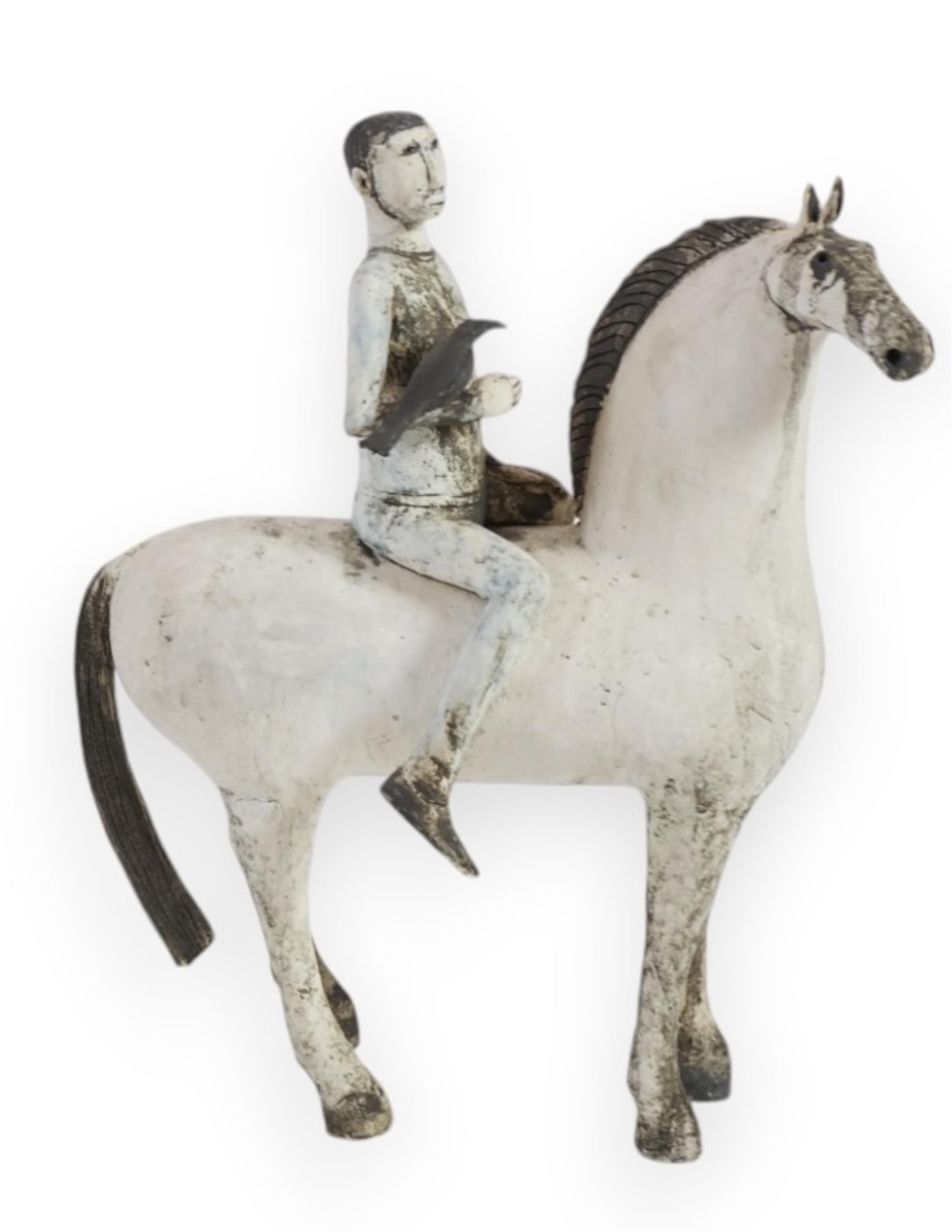 Anna Noel, a ceramic group of a horse and rider